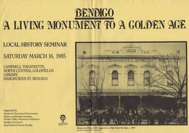 Document - DOCUMENT - FLYER FOR LOCAL HISTORY SEMINAR, 1985,  BENDIGO