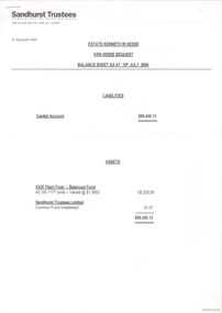 Document - OLD PEOPLES WELFARE SOCIETY COLLECTION: K. W. HESSE ESTATE