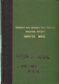Book - OLD PEOPLES WELFARE SOCIETY COLLECTION: MINUTE BOOK