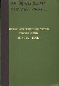 Book - OLD PEOPLES WELFARE SOCIETY COLLECTION: MINUTE BOOK