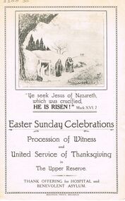 Ephemera - LYDIA CHANCELLOR COLLECTION; EASTER SUNDAY CELEBRATIONS ORDER OF SERVICE