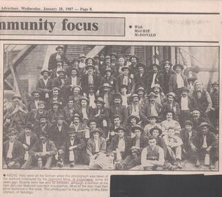Newspaper - MINING IN BENDIGO COLLECTION:PHOTO OF DIAMOND MINE, EAGLEHAWK WORKERS