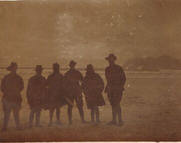 Photograph - BLACK AND WHITE PHOTOGRAPH OF AUSTRALIAN  ARMY SOLDIERS ON A BEACH