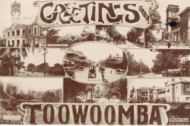 Postcard - POSTCARD:BLACK AND WHITE  PHOTOGRAPH OF TOOWOOMBA