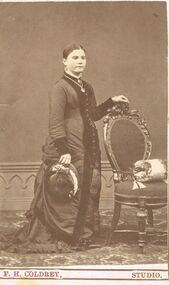 Photograph - PHOTOGRAPH: BLACK AND WHITE YOUNG FEMALE DRESSED IN VICTORIAN CLOTHING