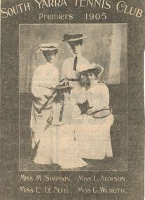Newspaper - NEWSPAPER CLIPPING: 1905 SOUTH YARRA TENNIS CLUB PREMIERS 1905
