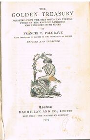 Book - ALEC H CHISHOLM COLLECTION: BOOK ''GOLDEN TREASURY OF SONGS AND LYRICS''