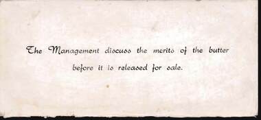 Document - BENDIGO BUTTER FACTORY : DISPLAY NOTES