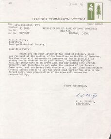 Document - JUNE PARRY COLLECTION: MINING IN BENDIGO - LETTER TO MISS J. PARRY