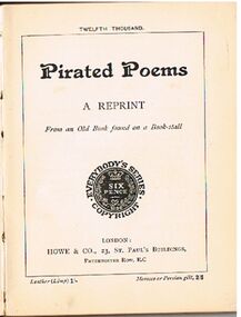 Book - ALEC H CHISHOLM COLLECTION: BOOK ''PIRATED POEMS''