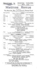 Document - ROYAL PRINCESS THEATRE COLLECTION: PROGRAMME MATINEE REVUE, 22 May 1912