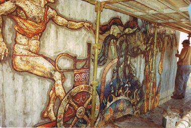 Photograph - COLOUR PHOTOGRAPH: MOSAIC PICTURE OF MALE ON A CHARIOT