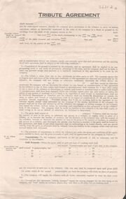 Document - MINING IN BENDIGO COLLECTION: MINING IN BENDIGO - TRIBUTE AGREEMENT