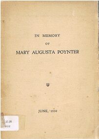 Book - ALEC H CHISHOLM COLLECTION: BOOK ''IN MEMORY OF MARY AUGUSTA POYNTER''