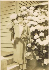 Photograph - BLACK AND WHITE PHOTO: LADY IN GARDEN, 1930's