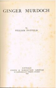Book - ALEC H CHISHOLM COLLECTION: BOOK ''GINGER MURDOCH'' BY WILLIAM HATFIELD