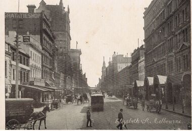 Postcard - POSTCARD  BLACK AND WHITE: ELIZABETH STREET MELBOURNE EARLY 1900'S