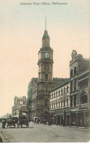 Postcard - BLACK AND WHITE  POSTCARD: GENERAL POST OFFICE MELBOURNE CIRC 1908