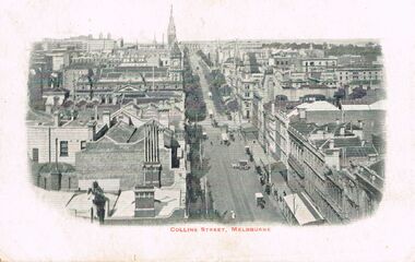 Postcard - EARLY POSTCARD  BLACK AND WHITE PHOTO COLLINS STREET MELBOURNE 1908