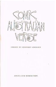Book - ALEC H CHISHOLM COLLECTION: BOOK ''COMIC AUSTRALIAN VERSE'' BY VARIOUS POETS