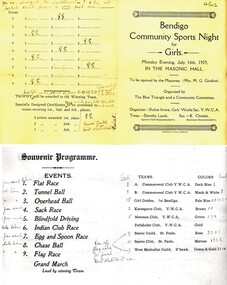 Document - SOUVENIR PROGRAMME BENDIGO COMMUNITY SPORTS NIGHT FOR GIRLS 16.7.1923