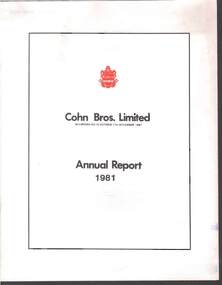 Document - COHN BROTHERS COLLECTION: ANNUAL REPORT 1981