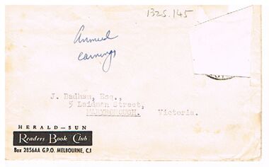 Document - BADHAM COLLECTION: ENVELOPE ADDRESSED TO J. BADHAM
