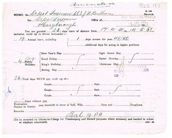 Document - BADHAM COLLECTION: VICTORIAN RAILWAYS PAY INCREASE SLIP DATED 6.4.51, 06/04/1951