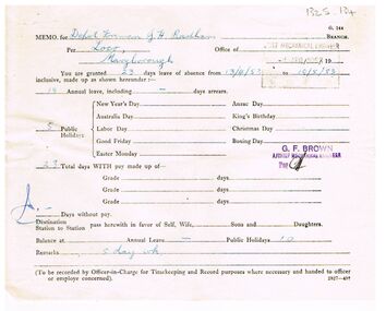 Document - BADHAM COLLECTION: VICTORIAN RAILWAYS PAY INCREASE SLIP DATED 1.4.53 PAPER MEMO