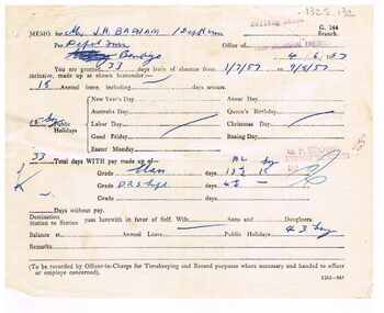 Document - BADHAM COLLECTION: VICTORIAN RAILWAYS PAY INCREASE SLIP DATED 4.6.1957, 04/06/1957