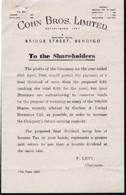 Document - COHN BROTHERS COLLECTION: NOTICE OF MEETING AND DIRECTORS' REPORT 30 APRIL 1955