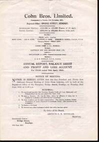 Document - COHN BROTHERS COLLECTION: ANNUAL REPORT 30 APRIL 1953
