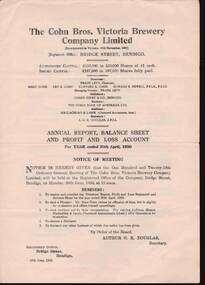 Document - COHN BROTHERS COLLECTION: VICTORIA BREWERY COMPANY LIMITED ANNUAL REPORT 30 APRIL 1950
