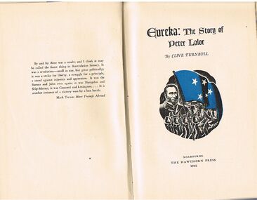 Book - ALEC H CHISHOLM COLLECTION: BOOK ''EUREKA, THE STORY OF PETER LALOR'' BY CLIVE TURNBULL