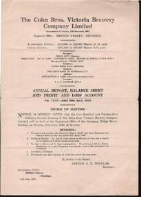 Document - COHN BROTHERS COLLECTION: VICTORIA BREWERY COMPANY LIMITED ANNUAL REPORT 30 APRIL 1949