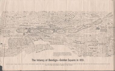 Map - MAP - THE INFANCY OF BENDIGO - GOLDEN SQUARE IN 1851