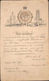 Document - JOSEPH DAVIES COLLECTION: CERTIFICATE, 16/07/1909