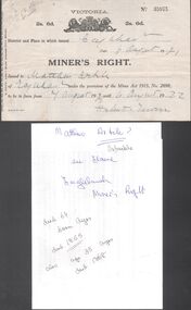 Document - MINER'S RIGHT - MINER'S RIGHT NO 35075 MATTHEW ARBILE