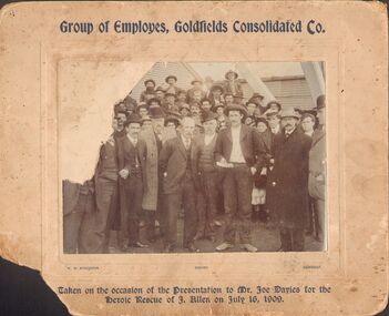 Photograph - JOSEPH DAVIES COLLECTION: GOLDFIELDS CONSOLIDATED CO, 16/07/1909