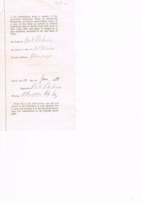 Document - BADHAM COLLECTION: RECEIPT OF COPY OF RULES FOR MEMBERSHIP OF THE AFULE
