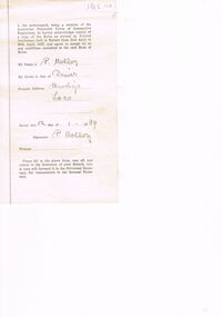 Document - BADHAM COLLECTION: RECEIPT OF A COPY OF RULES FOR MEMBERSHIP OF THE AFULE