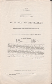 Document - MINING REPORTS - MINES ACT 1890,  ALTERATION OF REGULATIONS