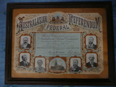 Document - AUSTRALASIAN FEDERAL REFERENDUM CERTIFICATE, 1899