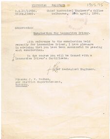 Document - BADHAM COLLECTION: VICTORIAN RAILWAYS MEMO