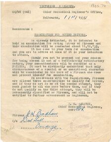 Document - BADHAM COLLECTION: VICTORIAN RAILWAYS MEMO