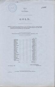 Document - MINING REPORTS - GOLD PER ESCORT TAKEN TO TREASURY VICTORIA 1860-1