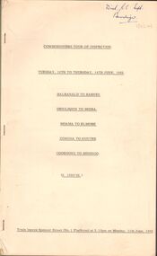 Document - BADHAM COLLECTION: COMMISSIONERS TOUR OF INSPECTION TUESDAY 12TH -THURSDAY 14TH JUNE 1962