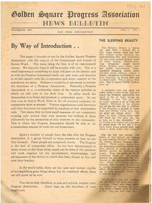 Document - BADHAM COLLECTION: GOLDEN SQUARE PROGRESS ASSOCIATION NEWS BULLETIN DECEMBER 1960