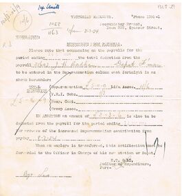 Document - BADHAM COLLECTION: VICTORIAN RAILWAYS MEMO