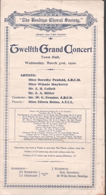 Document - TOWN HALL, THE BENDIGO CHORAL SOCIETY